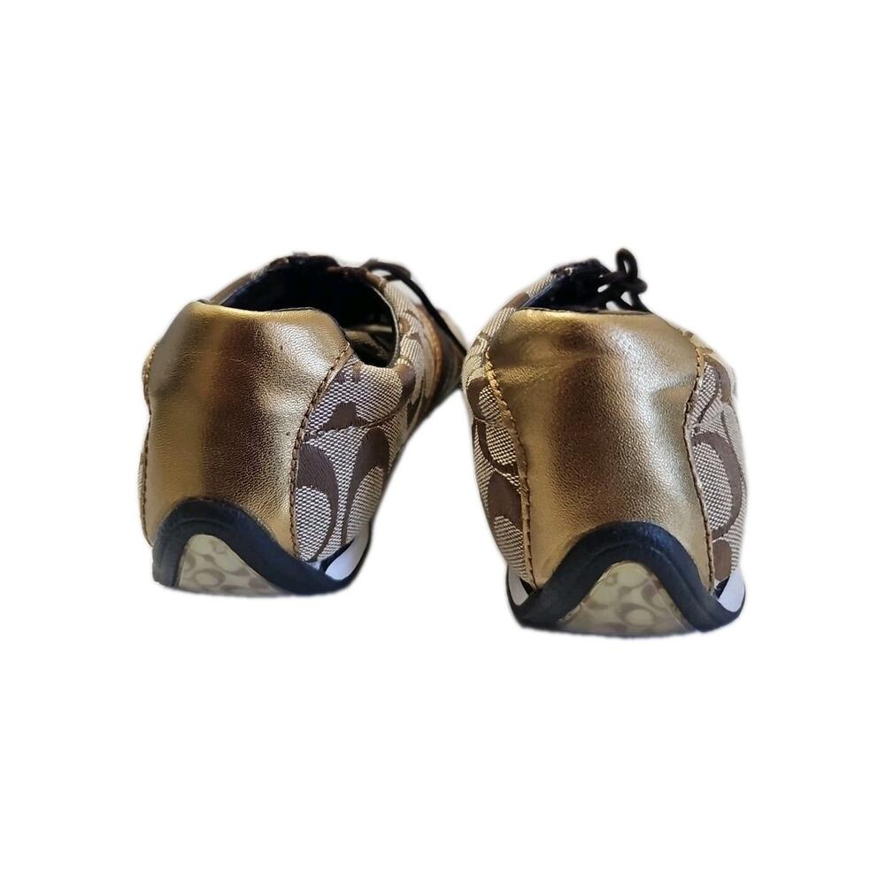 Coach Casual Sneakers Shoes "Jayme" Q582 Brown Gold Women's Size 8 Laces - Picture 7 of 8